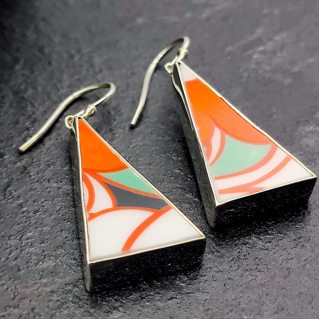 Hepburn and Hughes Art Deco Earrings | Clarice Cliff Ceramics | Two Options | Sterling Silver