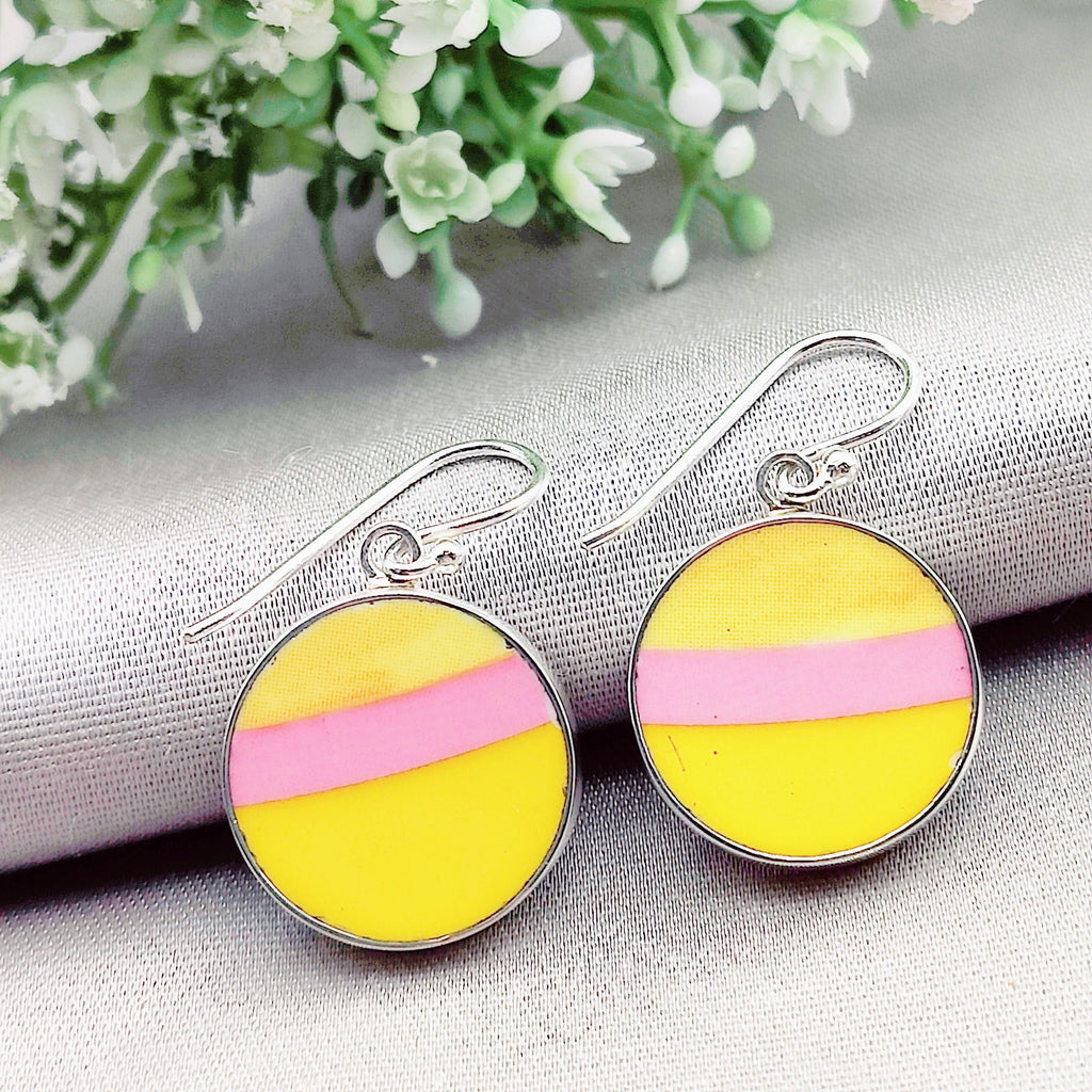 Hepburn and Hughes Art Deco Earrings | Clarice Cliff Ceramics | Yellows | Sterling Silver