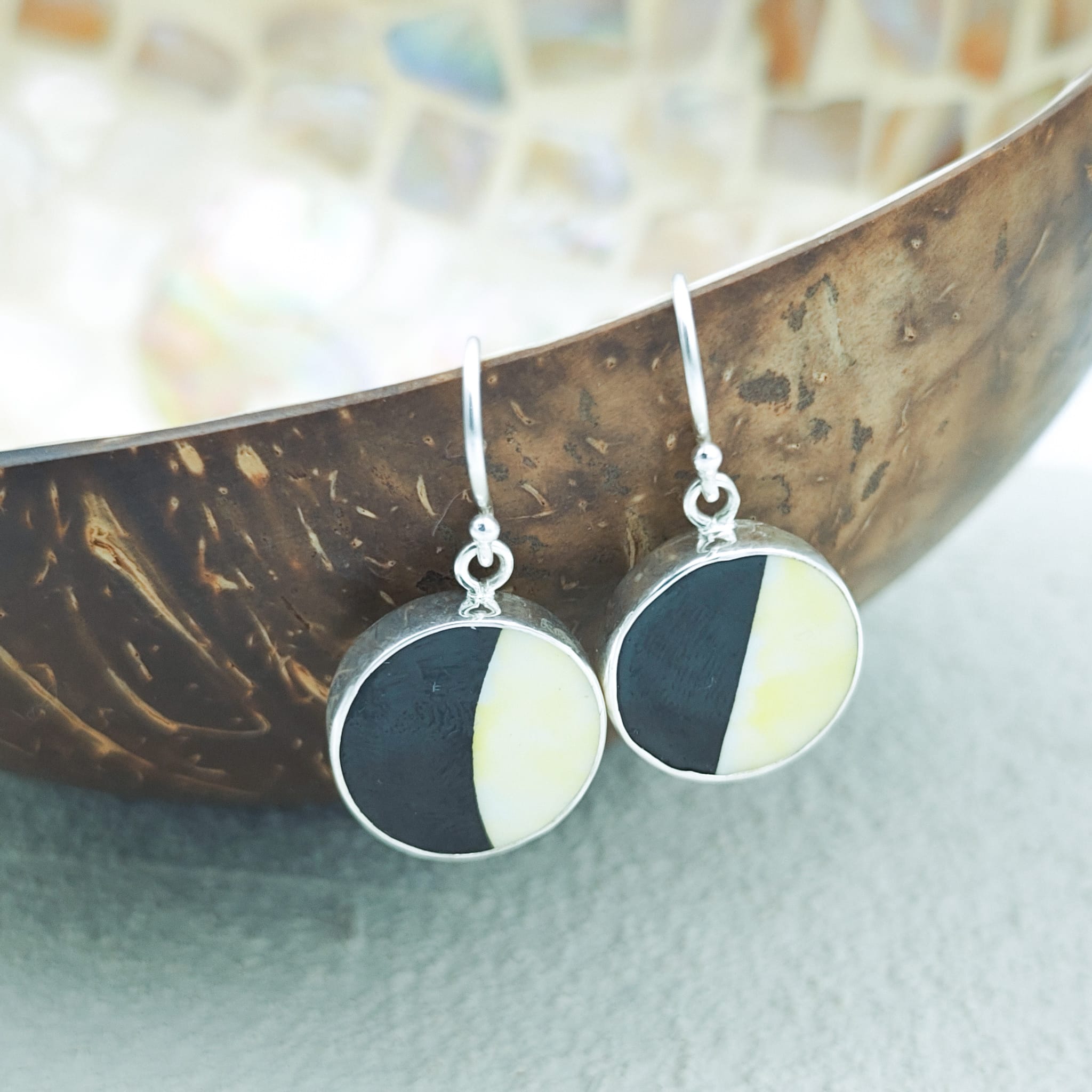 Hepburn and Hughes Art Deco Earrings in Sterling Silver | Clarice Cliff Ceramics | Garden Blue plate