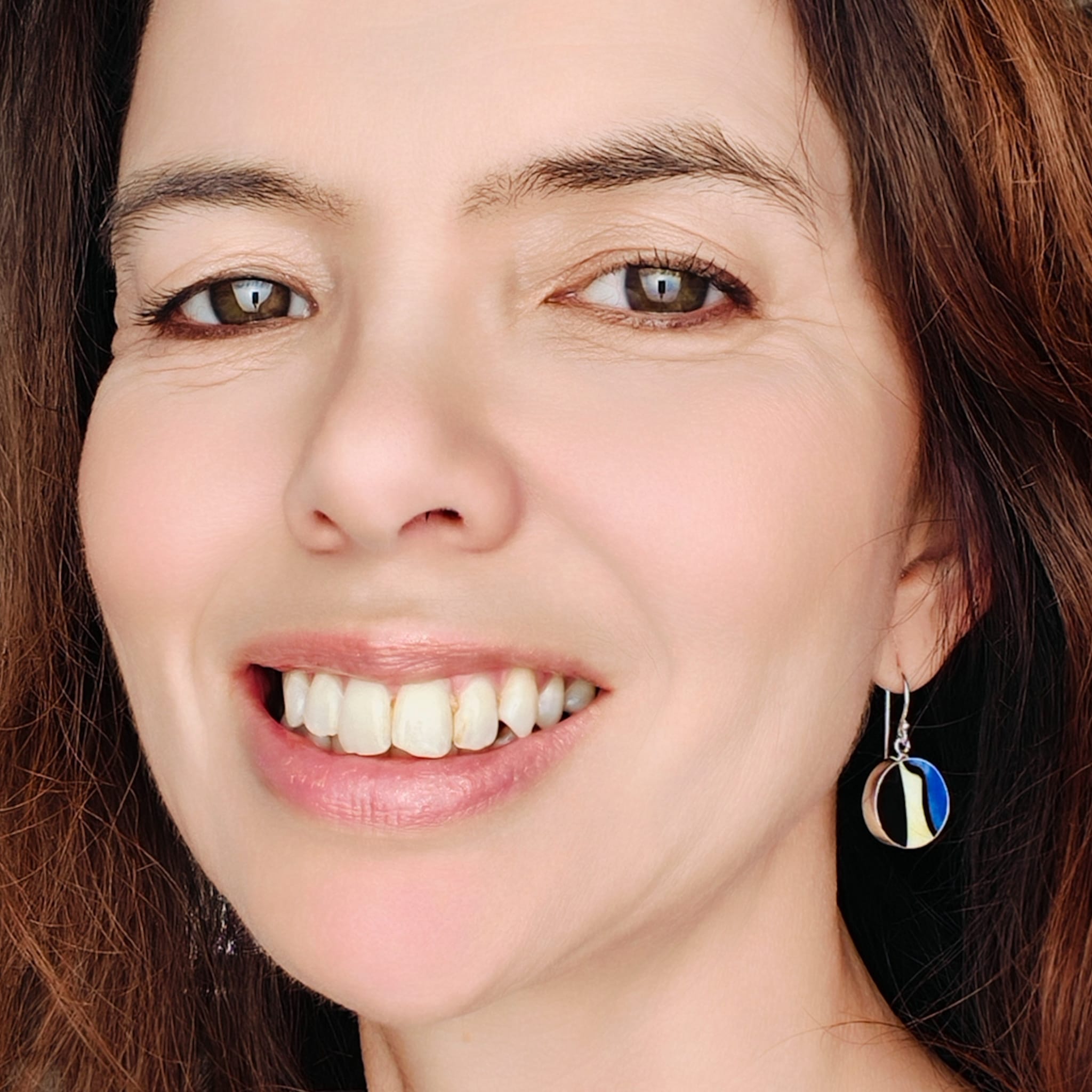 Hepburn and Hughes Art Deco Earrings in Sterling Silver | Clarice Cliff Ceramics | Garden Blue plate