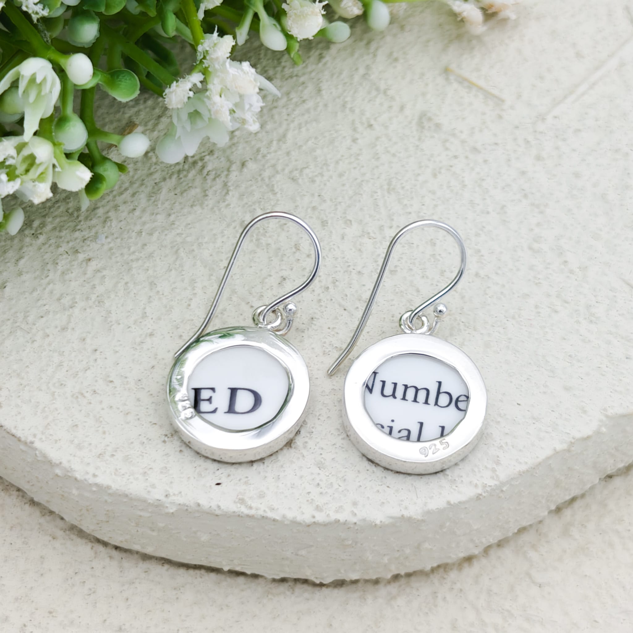 Hepburn and Hughes Art Deco Earrings in Sterling Silver | Clarice Cliff Ceramics | Garden Blue plate