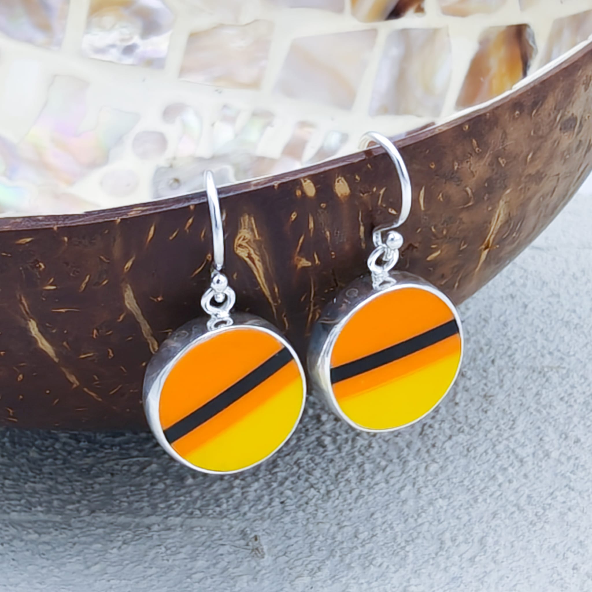 Hepburn and Hughes Art Deco Earrings in Sterling Silver | Clarice Cliff Ceramics | Garden Blue plate