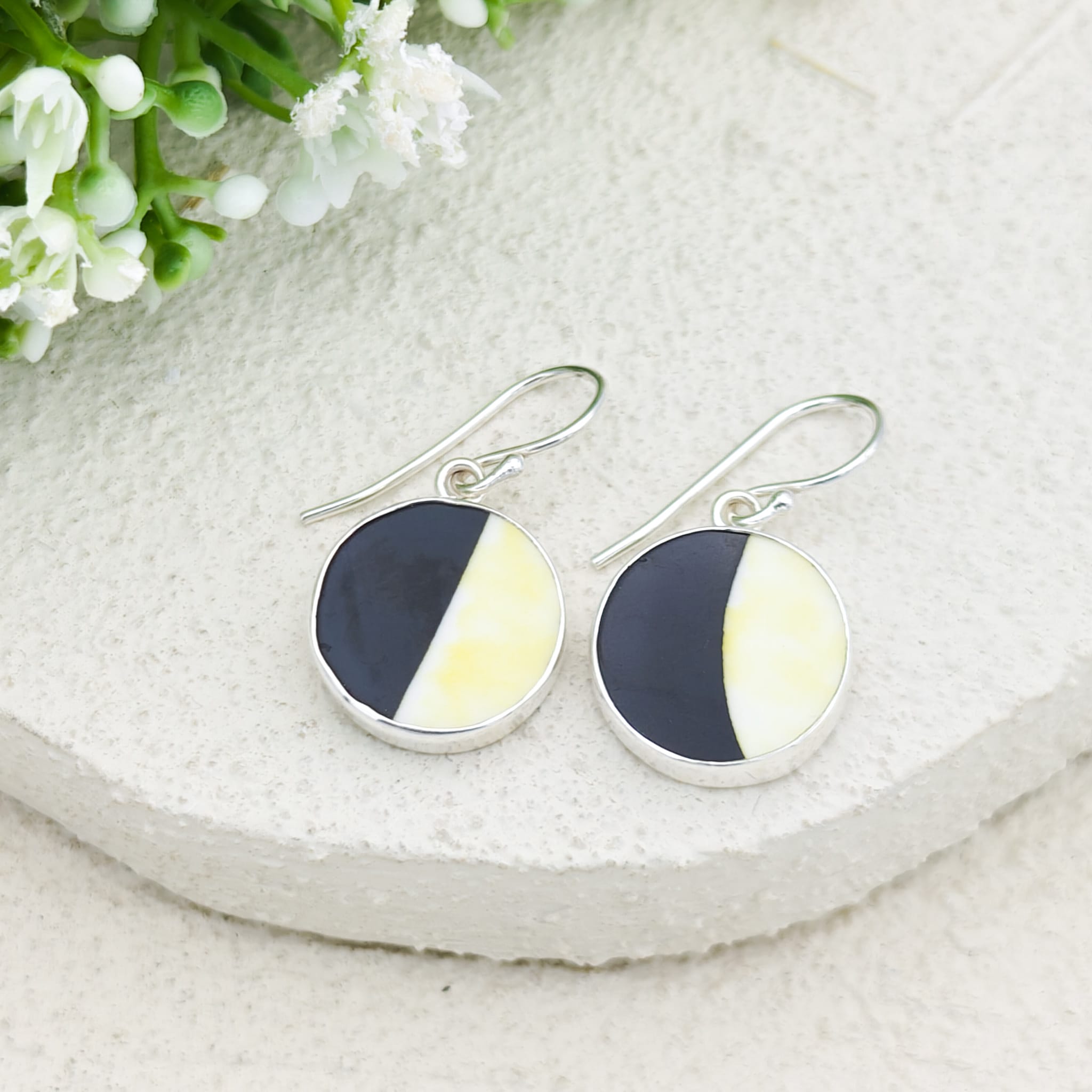 Hepburn and Hughes Art Deco Earrings in Sterling Silver | Clarice Cliff Ceramics | Garden Blue plate