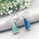 Hepburn and Hughes Art Deco Earrings | Original Clarice Cliff Pottery | Blue and Green | Sterling Silver