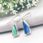 Hepburn and Hughes Art Deco Earrings | Original Clarice Cliff Pottery | Blue and Green | Sterling Silver