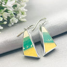 Hepburn and Hughes Art Deco Earrings | Original Clarice Cliff Pottery | Green and Yellow | Sterling Silver