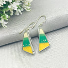 Hepburn and Hughes Art Deco Earrings | Original Clarice Cliff Pottery | Green and Yellow | Sterling Silver