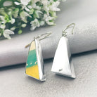 Hepburn and Hughes Art Deco Earrings | Original Clarice Cliff Pottery | Green and Yellow | Sterling Silver