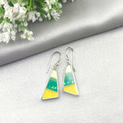 Hepburn and Hughes Art Deco Earrings | Original Clarice Cliff Pottery | Green and Yellow | Sterling Silver