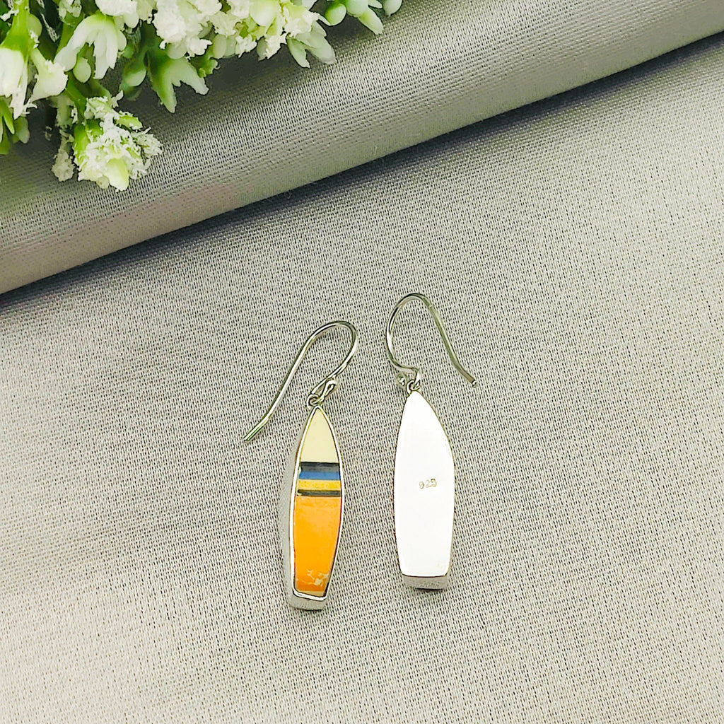 Hepburn and Hughes Art Deco Earrings | Original Clarice Cliff Pottery | Orange | Sterling Silver