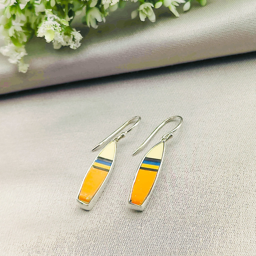 Hepburn and Hughes Art Deco Earrings | Original Clarice Cliff Pottery | Orange | Sterling Silver