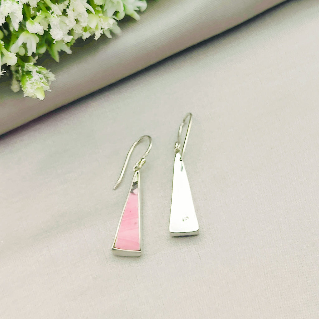 Hepburn and Hughes Art Deco Earrings | Original Clarice Cliff Pottery | Pink | Sterling Silver