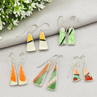 Hepburn and Hughes Art Deco Long Drop Earrings | 32mm length | Original Clarice Cliff Pottery | Sterling Silver