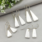 Hepburn and Hughes Art Deco Long Drop Earrings | 32mm length | Original Clarice Cliff Pottery | Sterling Silver