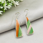 Hepburn and Hughes Art Deco Long Drop Earrings | 32mm length | Original Clarice Cliff Pottery | Sterling Silver