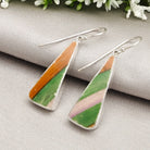 Hepburn and Hughes Art Deco Long Drop Earrings | 32mm length | Original Clarice Cliff Pottery | Sterling Silver