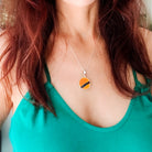 Hepburn and Hughes Art Deco Necklace | Clarice Cliff Circular Orange and Black Pendant | 20mm diameter | Sterling Silver