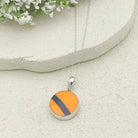 Hepburn and Hughes Art Deco Necklace | Clarice Cliff Circular Orange and Black Pendant | 20mm diameter | Sterling Silver