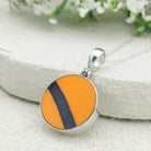 Hepburn and Hughes Art Deco Necklace | Clarice Cliff Circular Orange and Black Pendant | 20mm diameter | Sterling Silver