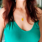 Hepburn and Hughes Art Deco Necklace | Clarice Cliff Pendant | 20mm Orange and Yellow Oval | Sterling Silver