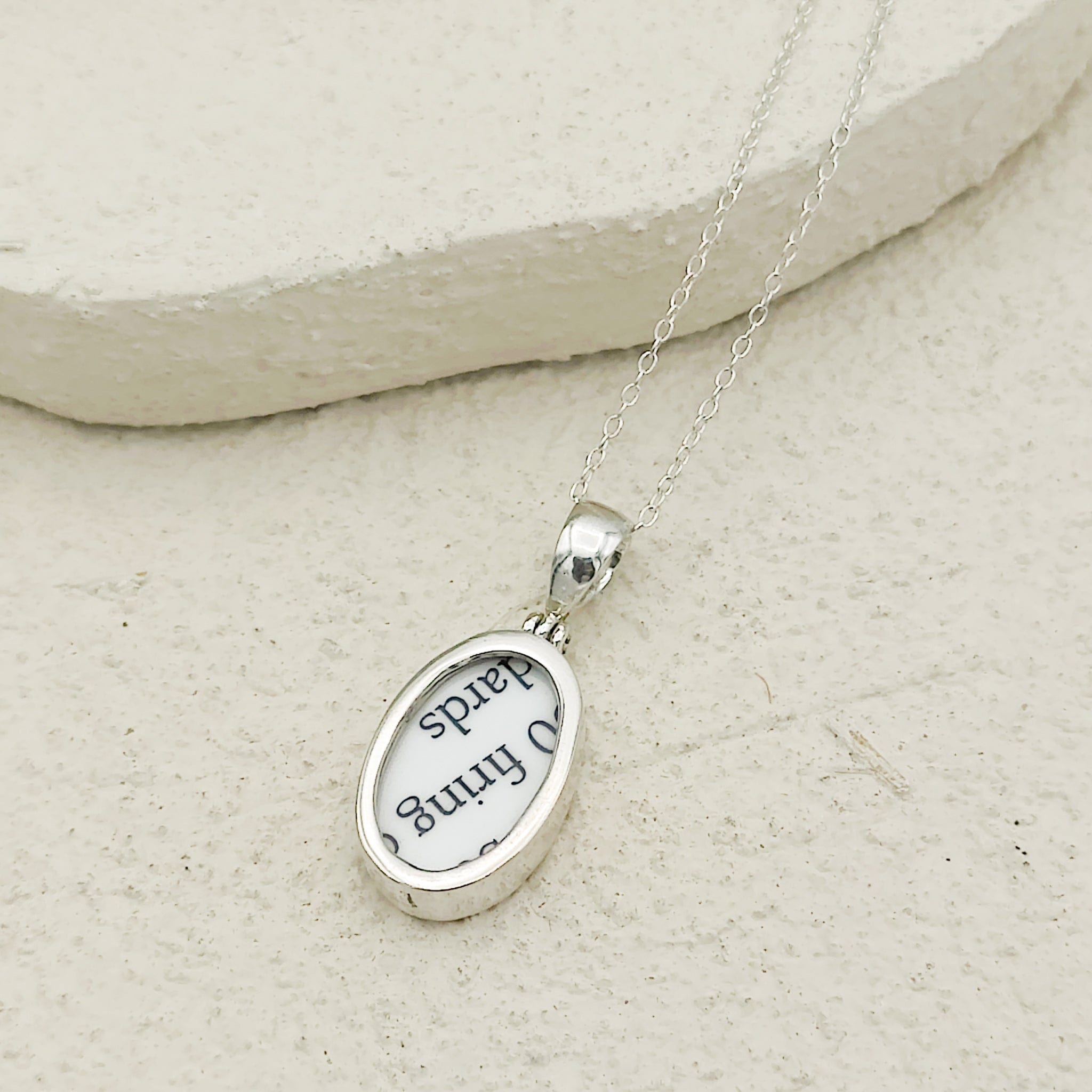 Hepburn and Hughes Art Deco Necklace | Clarice Cliff Pendant | 20mm Orange and Yellow Oval | Sterling Silver