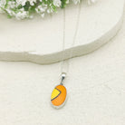 Hepburn and Hughes Art Deco Necklace | Clarice Cliff Pendant | 20mm Orange and Yellow Oval | Sterling Silver