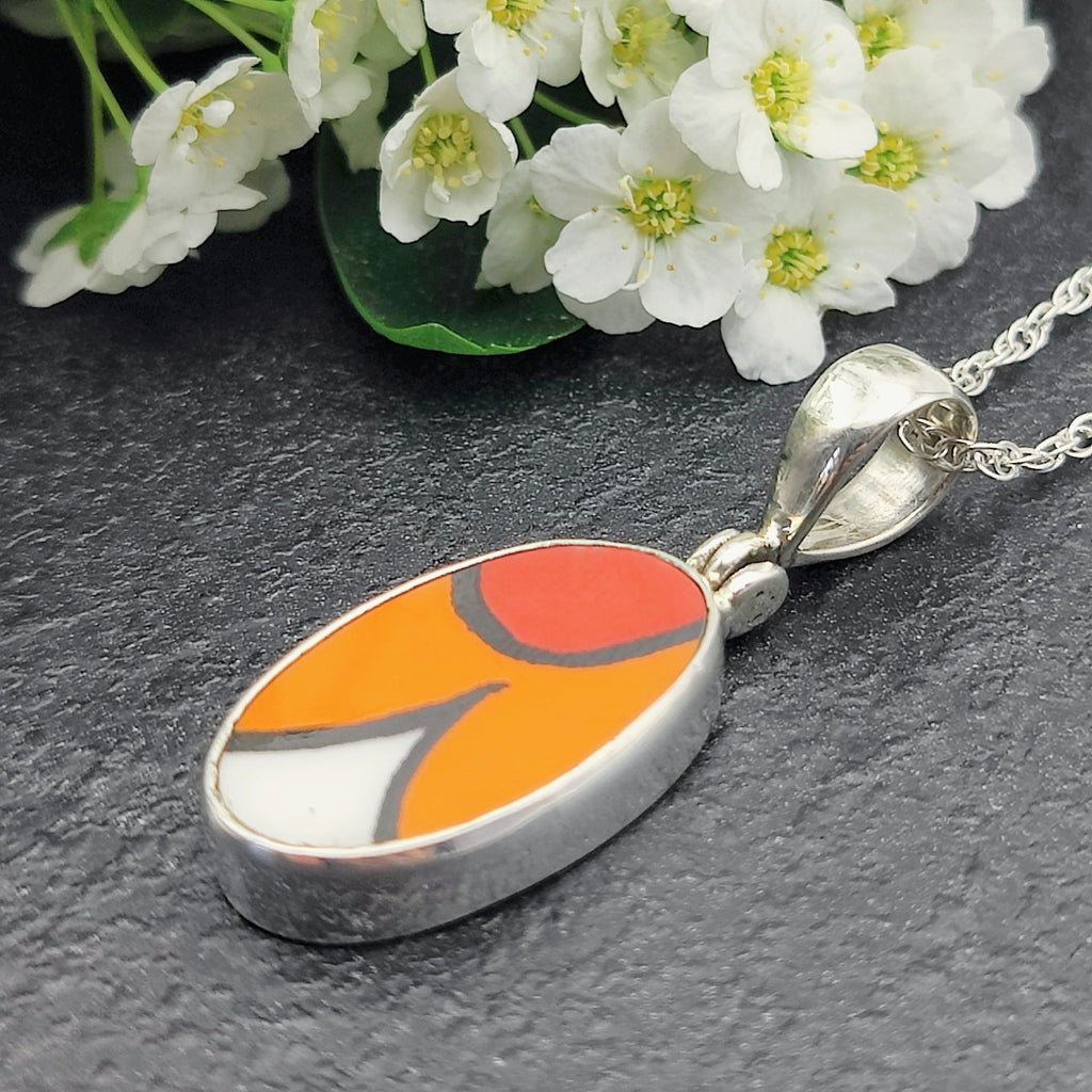 Hepburn and Hughes Art Deco Necklace | Clarice Cliff Pendant | 20mm Oval | 4 options | Sterling Silver