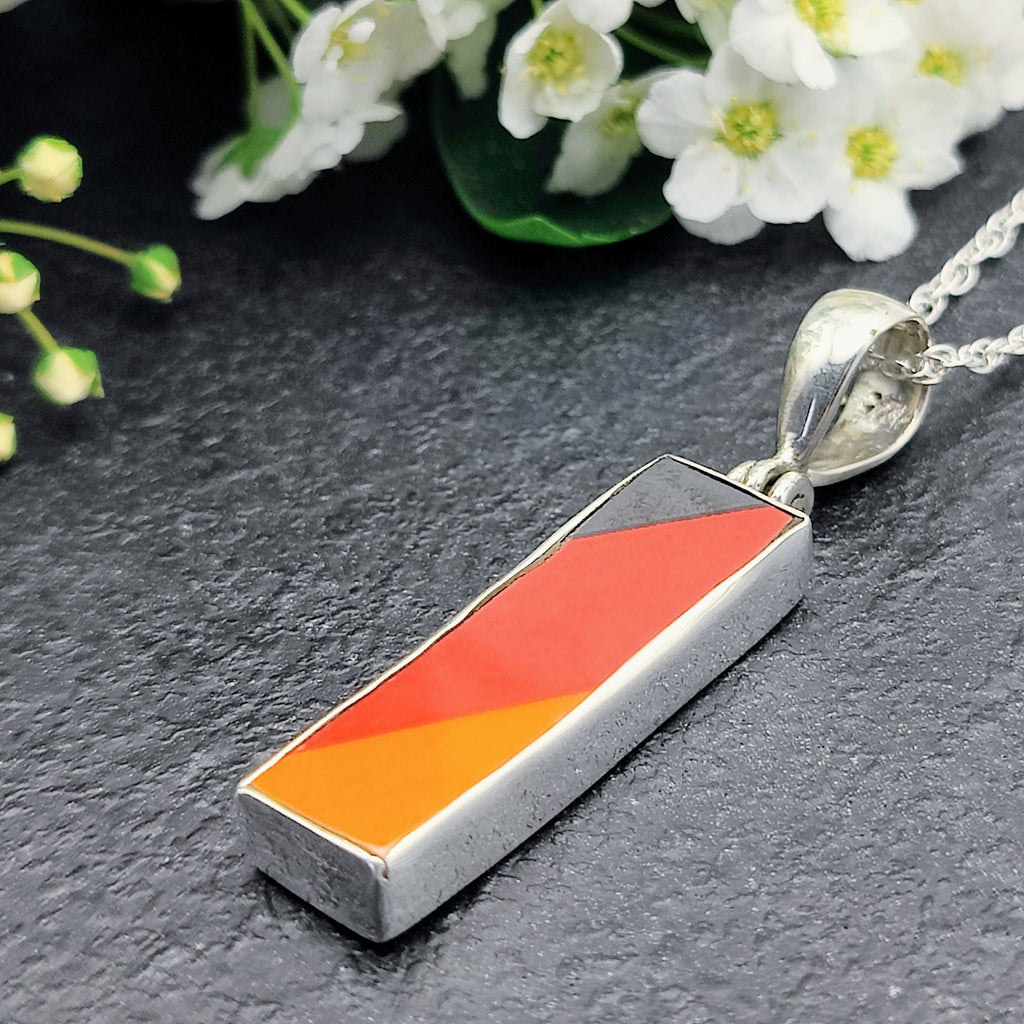 Hepburn and Hughes Art Deco Necklace | Clarice Cliff Pendant | 30mm rectangle | Sterling Silver