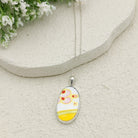 Hepburn and Hughes Art Deco Necklace | Clarice Cliff Pendant 35mm | Ceramic Oval | Sterling Silver