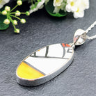 Hepburn and Hughes Art Deco Necklace | Clarice Cliff Pendant 35mm | Ceramic Oval | Sterling Silver