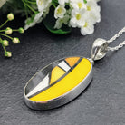 Hepburn and Hughes Art Deco Necklace | Clarice Cliff Pendant 35mm | Ceramic Oval | Sterling Silver