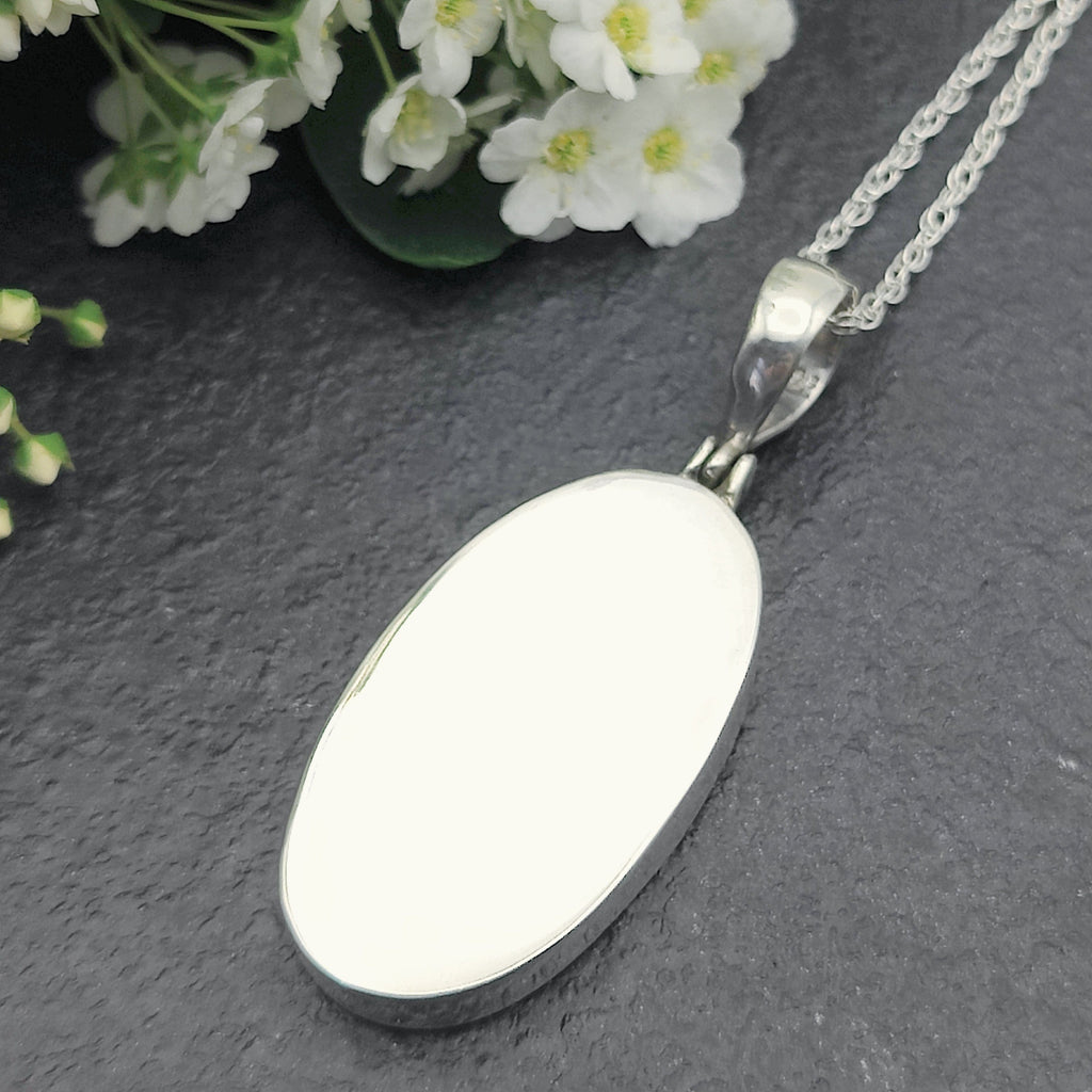 Hepburn and Hughes Art Deco Necklace | Clarice Cliff Pendant 35mm | Ceramic Oval | Sterling Silver
