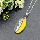 Hepburn and Hughes Art Deco Necklace | Clarice Cliff Pendant 35mm | Ceramic Oval | Sterling Silver