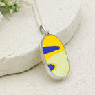 Hepburn and Hughes Art Deco Necklace | Clarice Cliff Pendant 35mm | Ceramic Oval | Sterling Silver