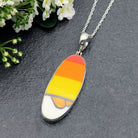 Hepburn and Hughes Art Deco Necklace | Clarice Cliff Pendant 45mm | Ceramic Oval | Sterling Silver