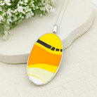 Hepburn and Hughes Art Deco Necklace | Clarice Cliff Pendant 65mm | Ceramic Oval | Sterling Silver