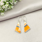 Hepburn and Hughes Art Deco Orange Earrings | Original Clarice Cliff Pottery | Triangle | Sterling Silver