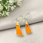 Hepburn and Hughes Art Deco Orange Earrings | Original Clarice Cliff Pottery | Triangle | Sterling Silver