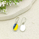 Hepburn and Hughes Art Deco Oval Earrings | Upcycled Clarice Cliff Ceramics | Green and Blue Ovals | Sterling Silver