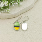Hepburn and Hughes Art Deco Oval Earrings | Upcycled Clarice Cliff Ceramics | Green and Blue Ovals | Sterling Silver