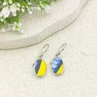 Hepburn and Hughes Art Deco Oval Earrings | Upcycled Clarice Cliff Ceramics | Green and Blue Ovals | Sterling Silver