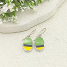 Hepburn and Hughes Art Deco Oval Earrings | Upcycled Clarice Cliff Ceramics | Green and Blue Ovals | Sterling Silver