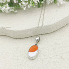Hepburn and Hughes Art Deco Pendant | 15mm Oval Clarice Cliff Necklace | Sterling Silver