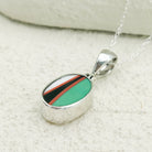Hepburn and Hughes Art Deco Pendant | 15mm Oval Clarice Cliff Necklace | Sterling Silver