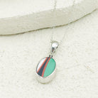 Hepburn and Hughes Art Deco Pendant | 15mm Oval Clarice Cliff Necklace | Sterling Silver