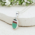 Hepburn and Hughes Art Deco Pendant | 15mm Oval Clarice Cliff Necklace | Sterling Silver