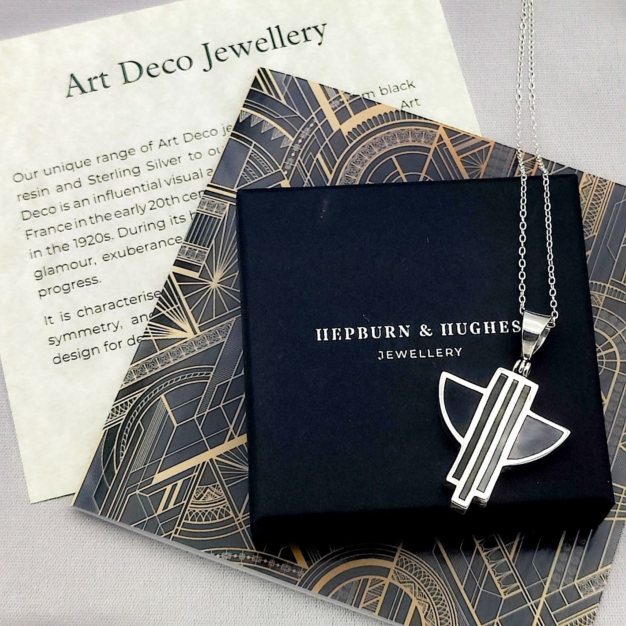 Hepburn and Hughes Art Deco Pendant | Angel design | Sterling Silver Pendant