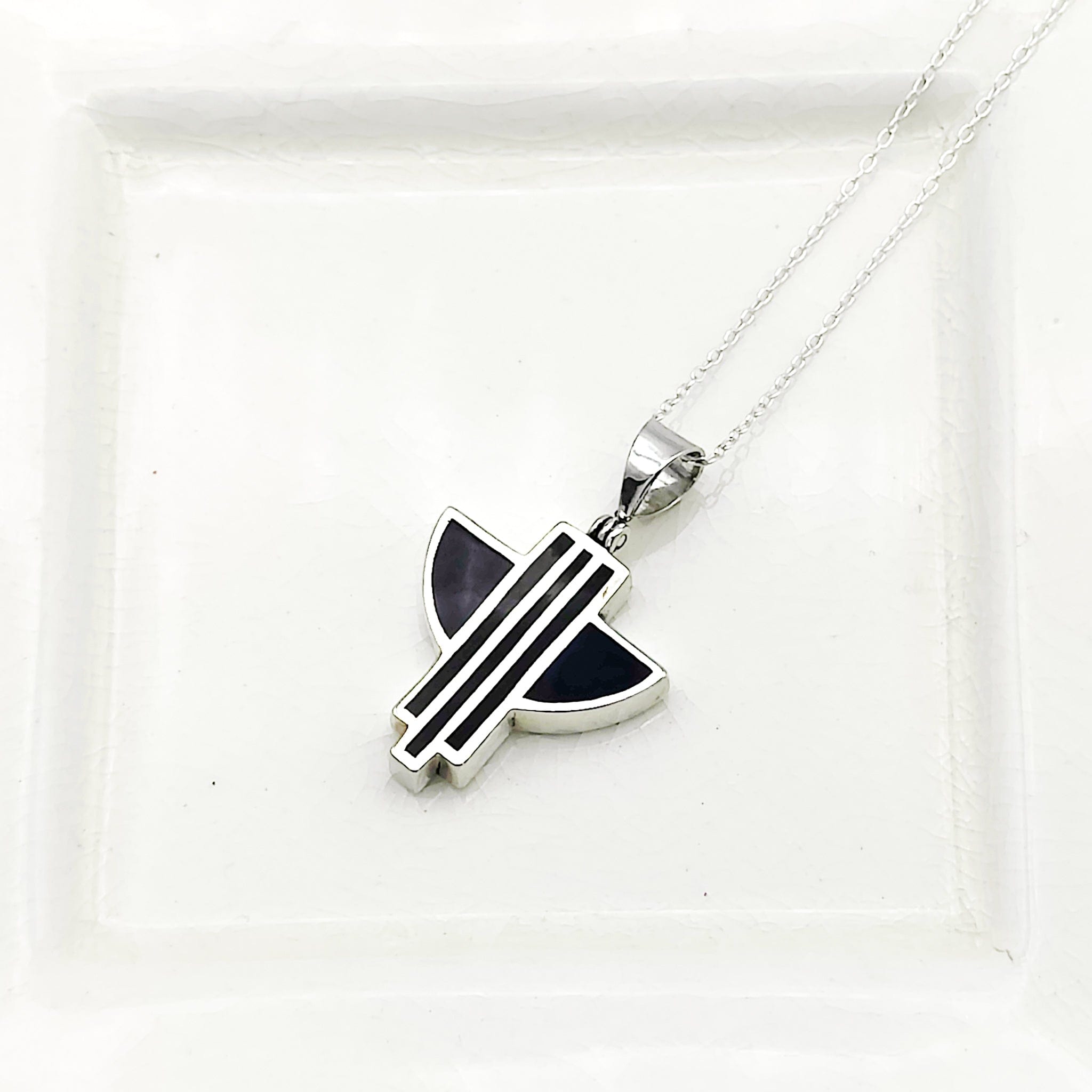 Hepburn and Hughes Art Deco Pendant | Angel design | Sterling Silver Pendant