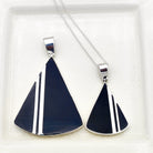Hepburn and Hughes Art Deco Pendant | Black and Silver Triangle | Sterling Silver