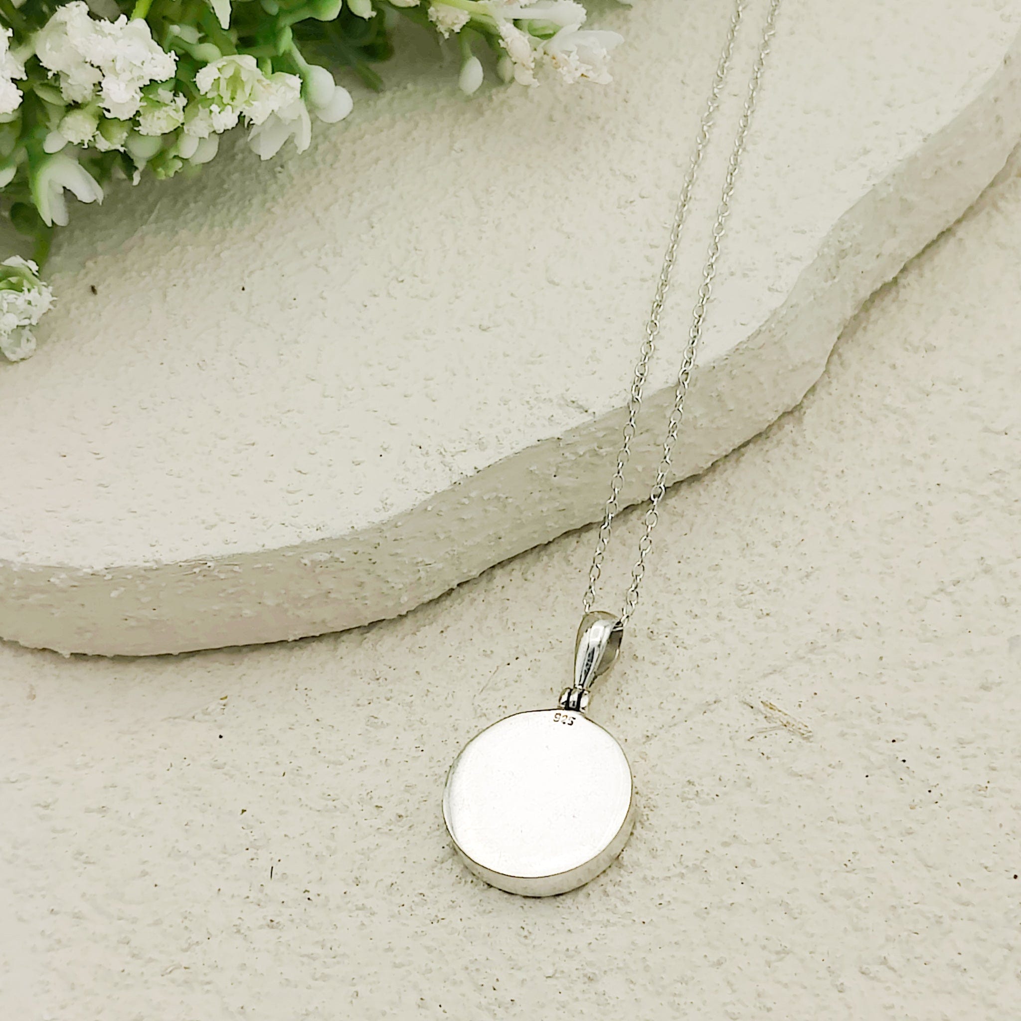 Hepburn and Hughes Art Deco Pendant | Circular Clarice Cliff necklace | 15mm diameter | Sterling Silver